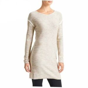 Athleta Light Beige Long Sleeve Mini Dress